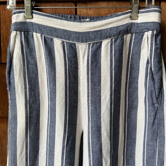 EUC Madewell Side Button Huston Stripe Pull On Crop Wide Leg Pants in Medium - Picture 4 of 10
